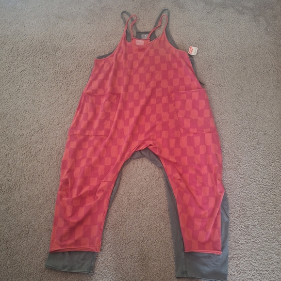 Free People Hot Shot Onesie - Pink Combo Checkered - NWT - Picture 7 of 9